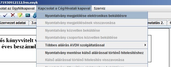 Beküldés közvetlenül az ÁNYK programból