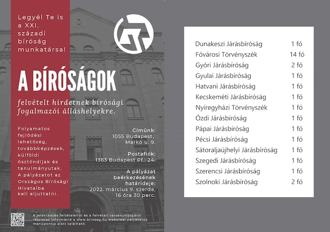 bírósági fogalmazói álláspályázat